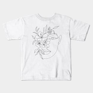 One Line Woman Face Kids T-Shirt